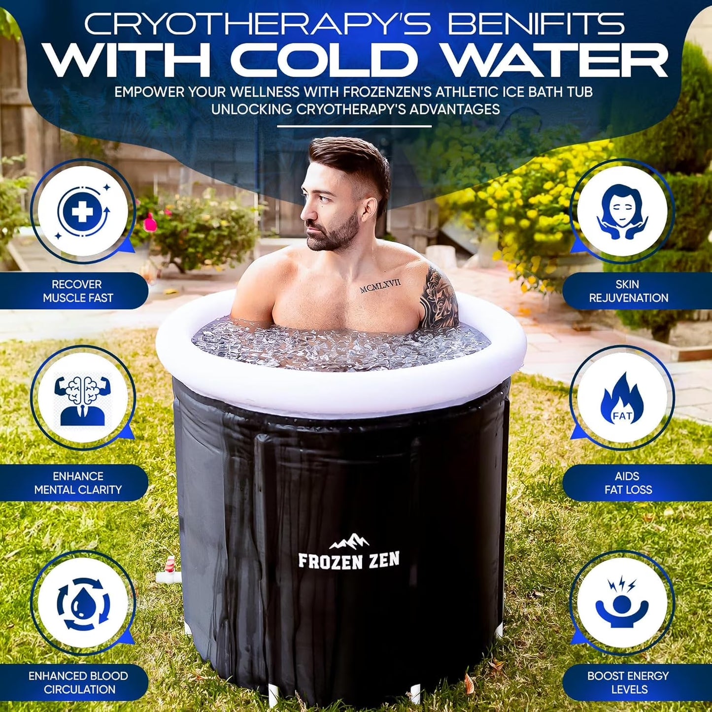 Ice Bath Tub for Athletes with Lid, XL 105 Gallons