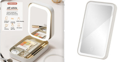 Illuminate Your Beauty Anywhere with Our Portable Makeup Storage Box Featuring Adjustable LED Light Mirror