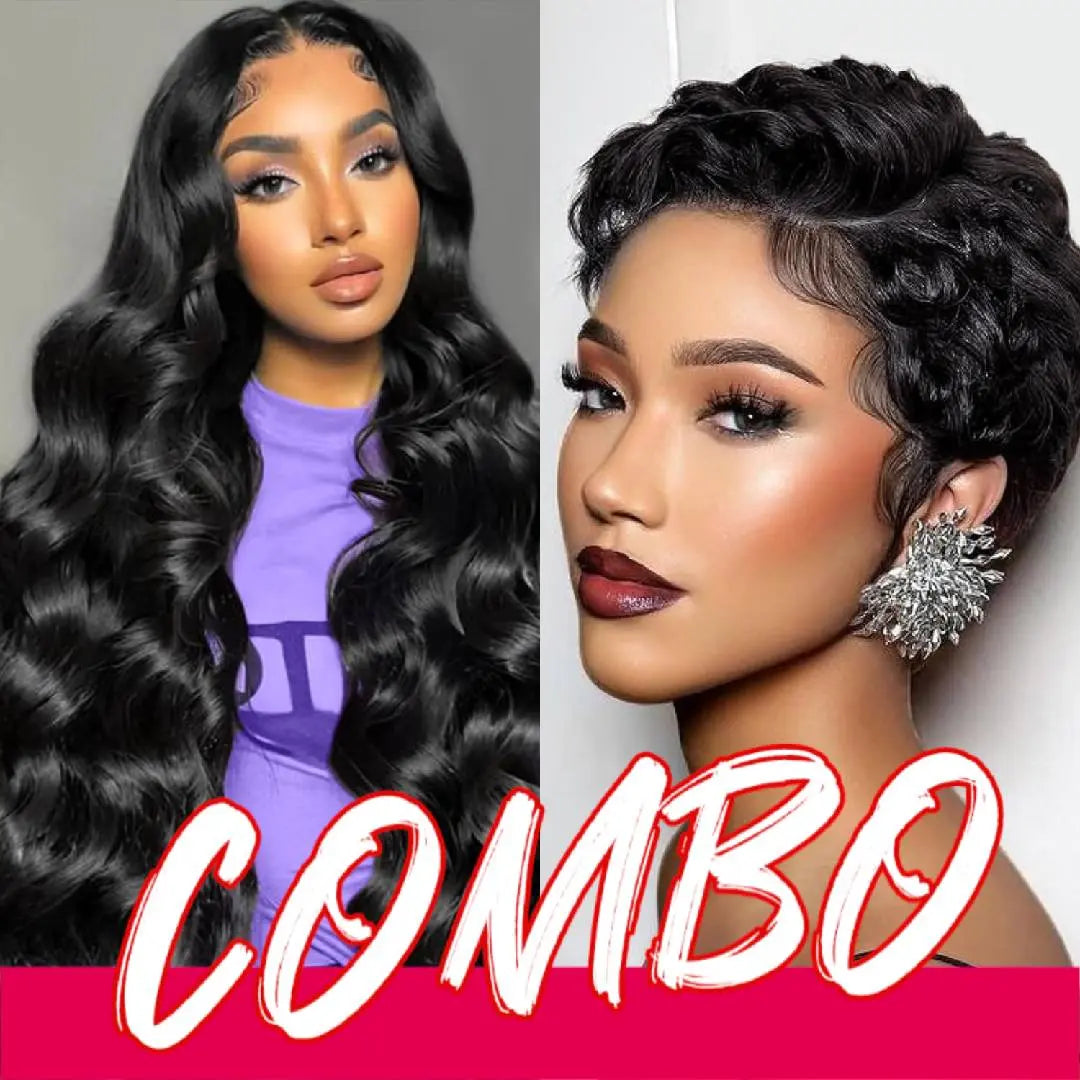 [Combo Sale 30"&30"] Buy 1 Get 2 Wig" 22 Inch 13X4 Body Wave Honey Blonde Hair Lace Front Wigs +13X4 22Inch Body Wave 99J Human Hair Hair Pre Plucked HD Transparent Lace Frontal Human Hair Wigs 180% Density