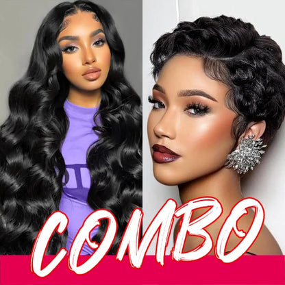 [Combo Sale 30"&30"] Buy 1 Get 2 Wig" 22 Inch 13X4 Body Wave Honey Blonde Hair Lace Front Wigs +13X4 22Inch Body Wave 99J Human Hair Hair Pre Plucked HD Transparent Lace Frontal Human Hair Wigs 180% Density