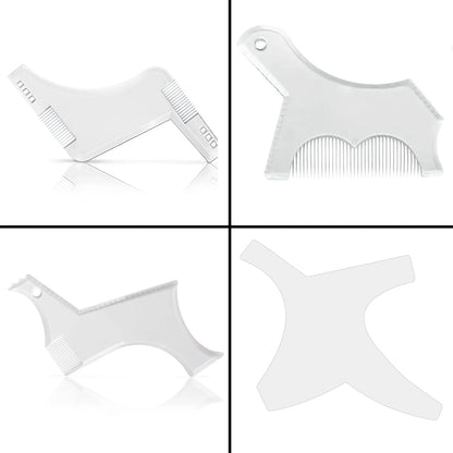 4Pcs Kit Man Beard Shaping Template Set Salon Beard Combs Stencil Shaper Style Styling Barbershop Accessories Tool