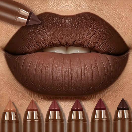 Mooglamor 6Pcs Matte Creamy Lipstick Pencil Set Long Lasting Makeup Waterproof Transferproof Lip Pens Nude Brown Moisturizing Lip Glossy Smooth Cosmetics Dealsforyoudays,Sunscreen
