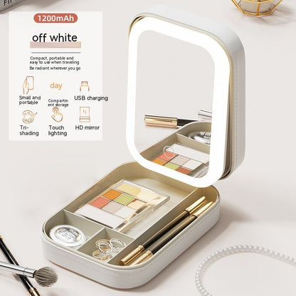 Illuminate Your Beauty Anywhere with Our Portable Makeup Storage Box Featuring Adjustable LED Light Mirror