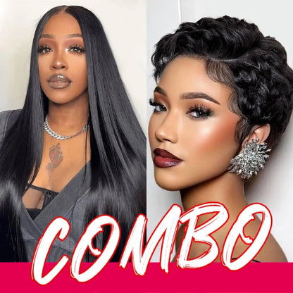 [Combo Sale 30"&30"] Buy 1 Get 2 Wig" 22 Inch 13X4 Body Wave Honey Blonde Hair Lace Front Wigs +13X4 22Inch Body Wave 99J Human Hair Hair Pre Plucked HD Transparent Lace Frontal Human Hair Wigs 180% Density