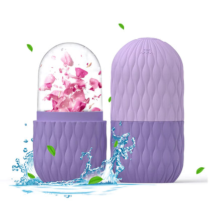 1/3Pcs Ice Face Roller Facial Skincare Ice Roller Stainless Steel Facial Roller Gua Sha Tool Reusable Silicone Ice Facial Roller