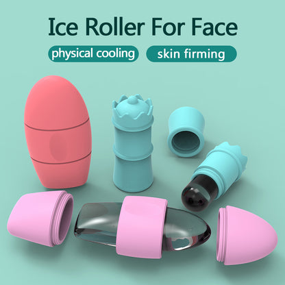 Silicone Ice Face Roller Contour Shrink Pores Remove Dark Circles Massage Skin Beauty Facial Roller for Eyes Neck Skin Care Tool