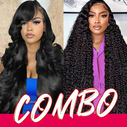 [Combo Sale 30"&30"] Buy 1 Get 2 Wig" 22 Inch 13X4 Body Wave Honey Blonde Hair Lace Front Wigs +13X4 22Inch Body Wave 99J Human Hair Hair Pre Plucked HD Transparent Lace Frontal Human Hair Wigs 180% Density