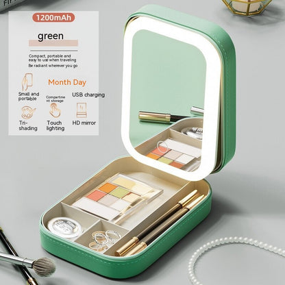 Illuminate Your Beauty Anywhere with Our Portable Makeup Storage Box Featuring Adjustable LED Light Mirror