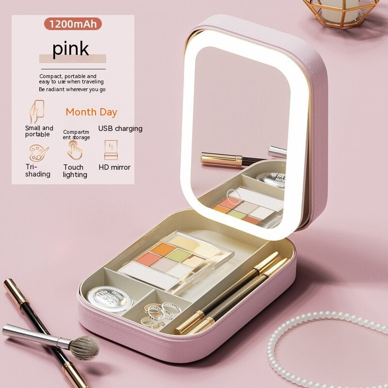 Illuminate Your Beauty Anywhere with Our Portable Makeup Storage Box Featuring Adjustable LED Light Mirror