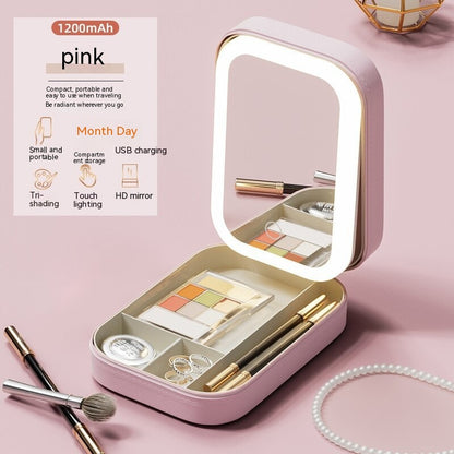 Illuminate Your Beauty Anywhere with Our Portable Makeup Storage Box Featuring Adjustable LED Light Mirror