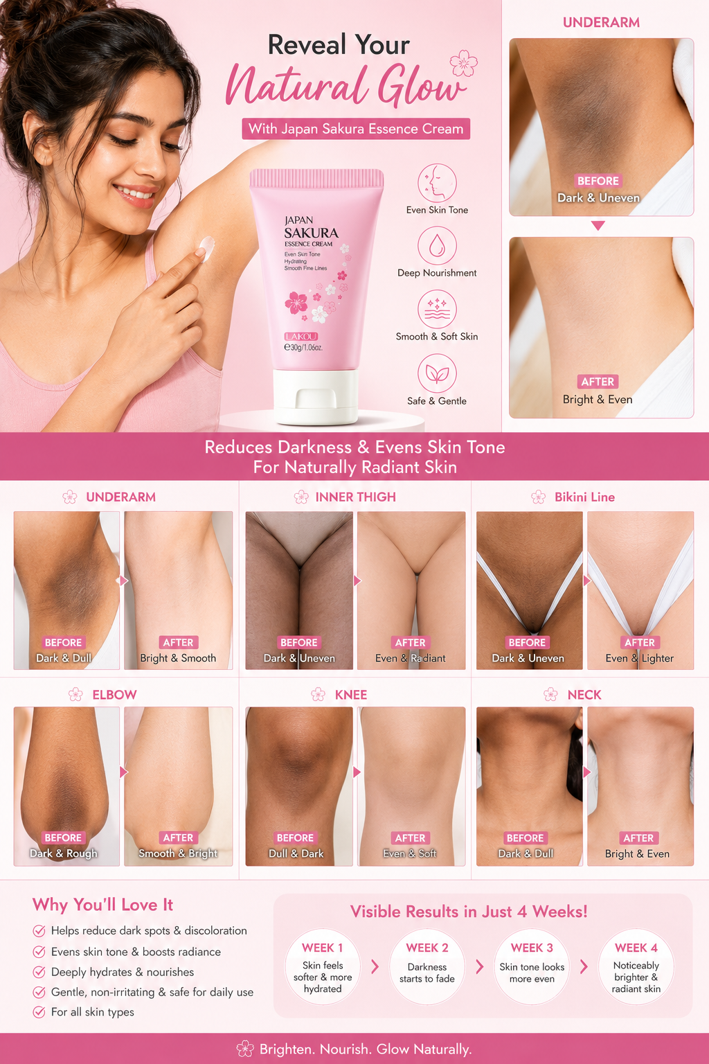 Intimate Glow Collagen Brightening Cream – Hydrating Care for Underarms, Bikini Line & Sensitive Areas