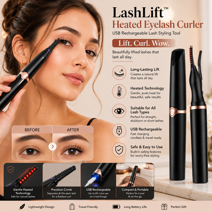 LashLift™ Heated Eyelash Curler – USB Rechargeable Lash Styling Tool