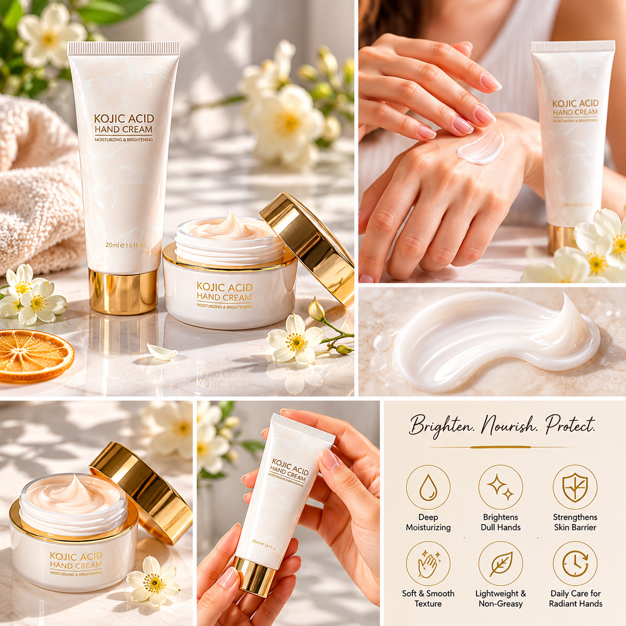 Kojic Acid Brightening Hand Cream – Deep Moisture & Radiant Skin Care