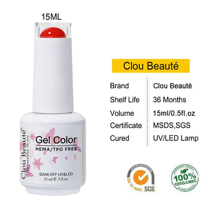 Clou Beauté HEMA & TPO Free Gel Nail Polish – 15ml Professional UV/LED compatible