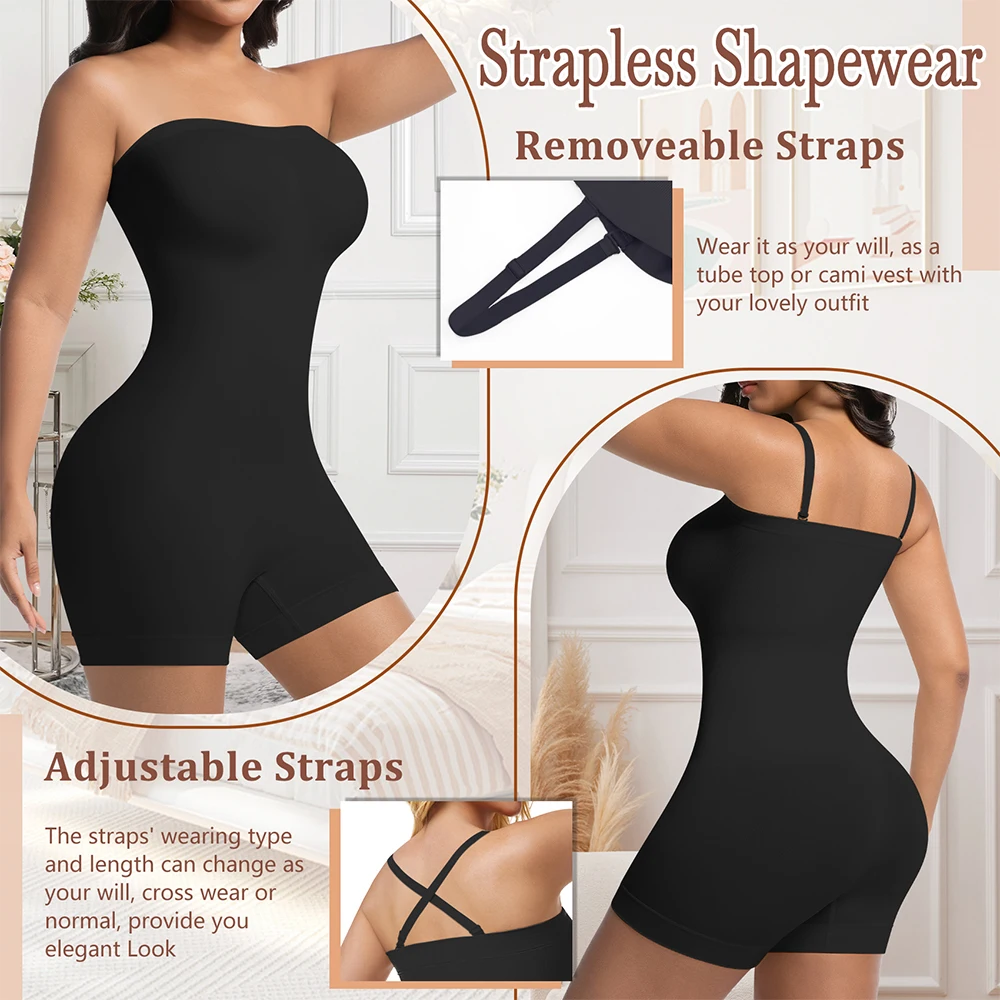 SculptEase Strapless Shapewear Bodysuit – Seamless Tummy Control & Curve-Enhancing Support