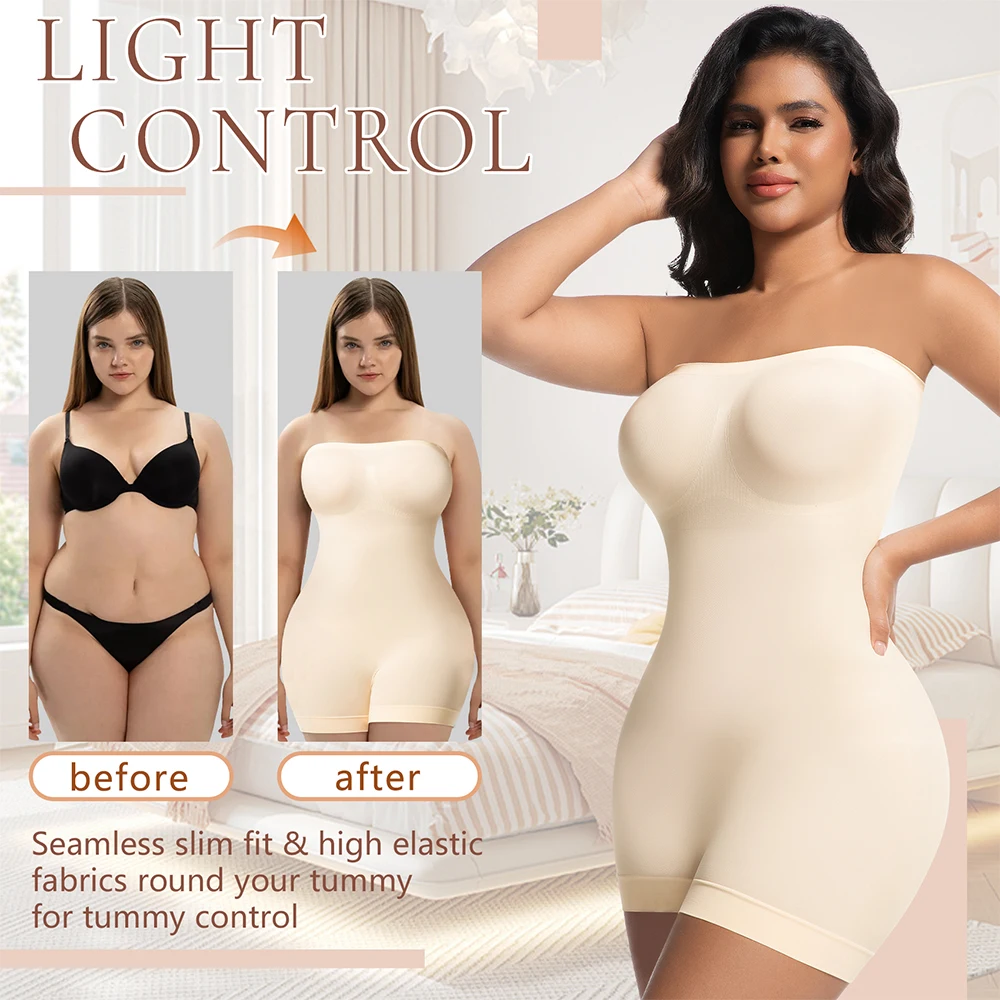SculptEase Strapless Shapewear Bodysuit – Seamless Tummy Control & Curve-Enhancing Support