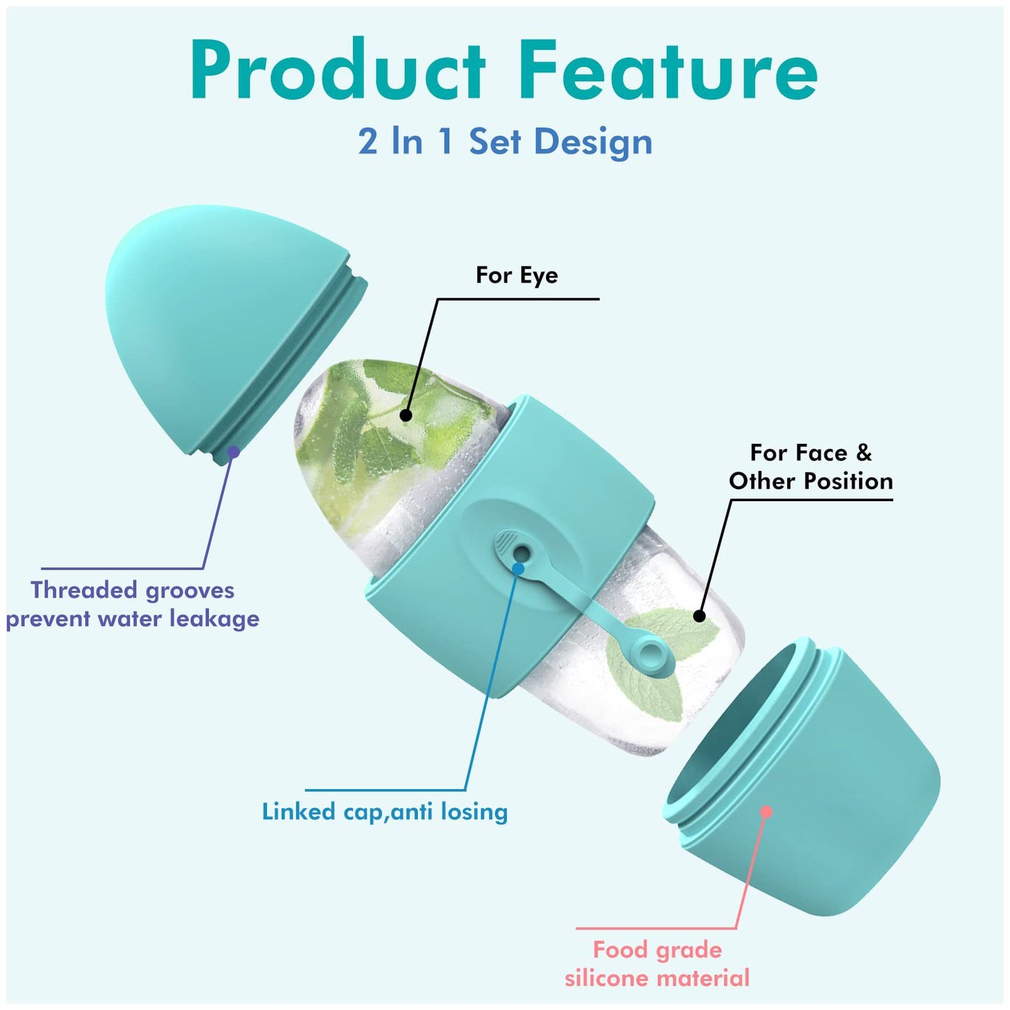 Silicone Ice Face Roller Contour Shrink Pores Remove Dark Circles Massage Skin Beauty Facial Roller for Eyes Neck Skin Care Tool
