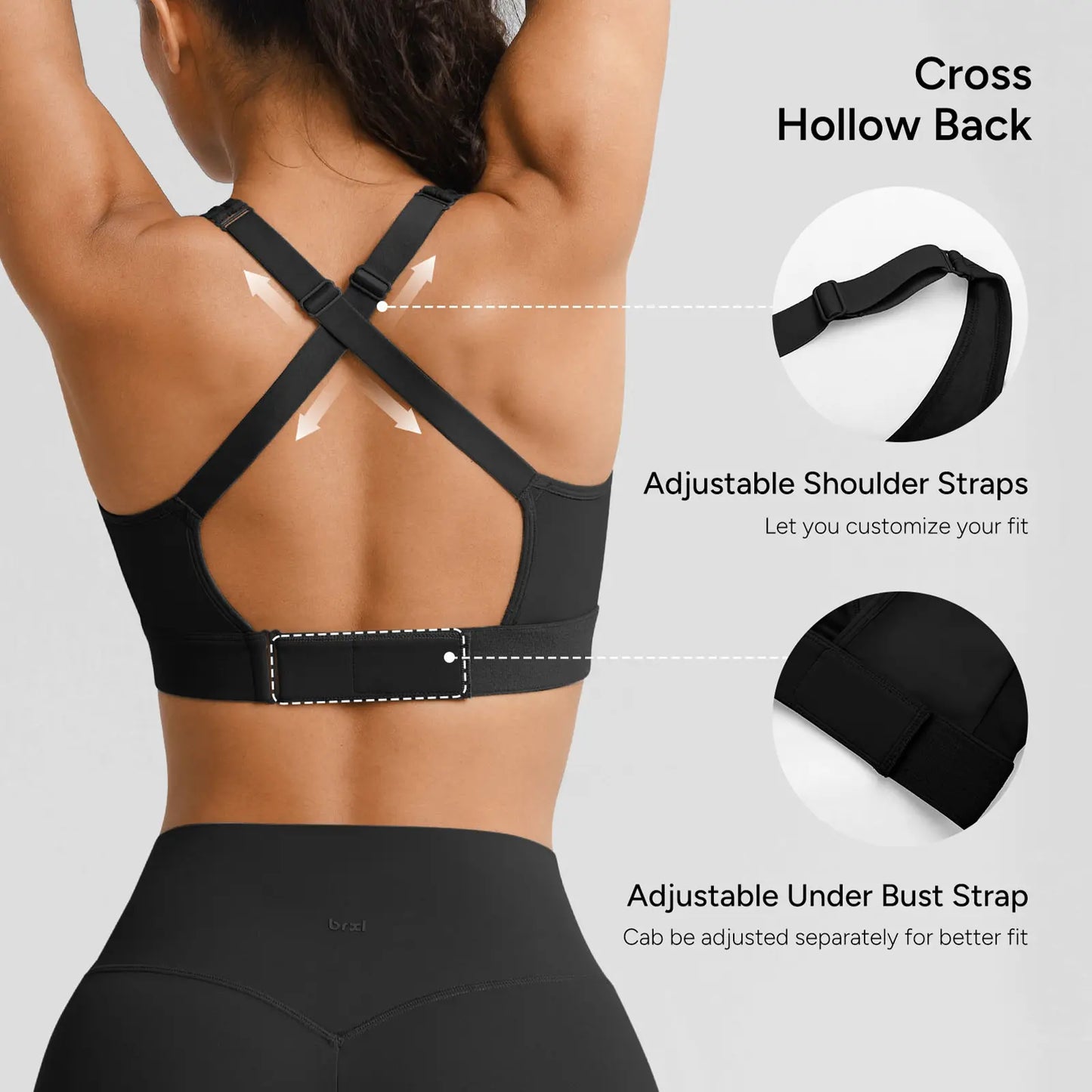 BRXL Sports Bras for Women Front Zip High Impact Adjustable Straps Sports Bra Workout Sports Bras with Sewn in Pads,Summerwins