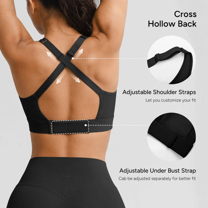 BRXL Sports Bras for Women Front Zip High Impact Adjustable Straps Sports Bra Workout Sports Bras with Sewn in Pads,Summerwins