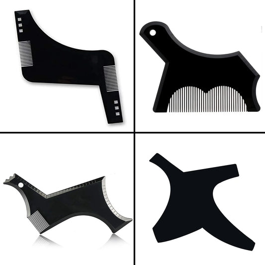 4Pcs Kit Man Beard Shaping Template Set Salon Beard Combs Stencil Shaper Style Styling Barbershop Accessories Tool