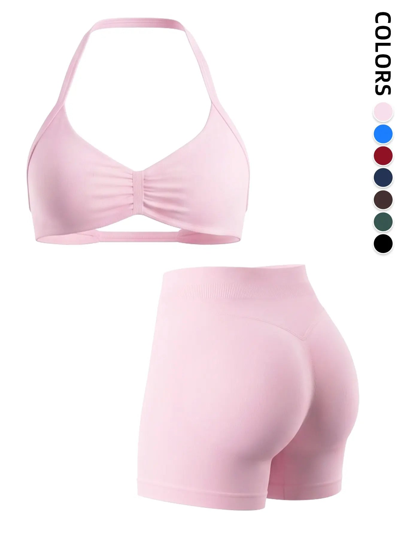 2-Piece Seamless Sports Bra Set with Pads, High-Waisted Peach Butt Running Yoga Shorts, Sleeveless Sporty Suit for Women, Yoga Workout Activewear, Workout Sets