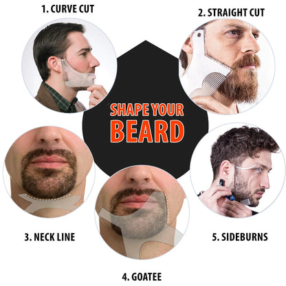 4Pcs Kit Man Beard Shaping Template Set Salon Beard Combs Stencil Shaper Style Styling Barbershop Accessories Tool