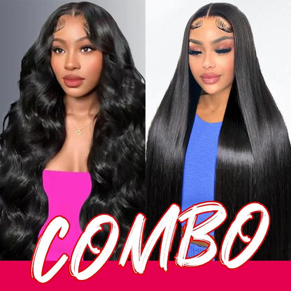 [Combo Sale 30"&30"] Buy 1 Get 2 Wig" 22 Inch 13X4 Body Wave Honey Blonde Hair Lace Front Wigs +13X4 22Inch Body Wave 99J Human Hair Hair Pre Plucked HD Transparent Lace Frontal Human Hair Wigs 180% Density