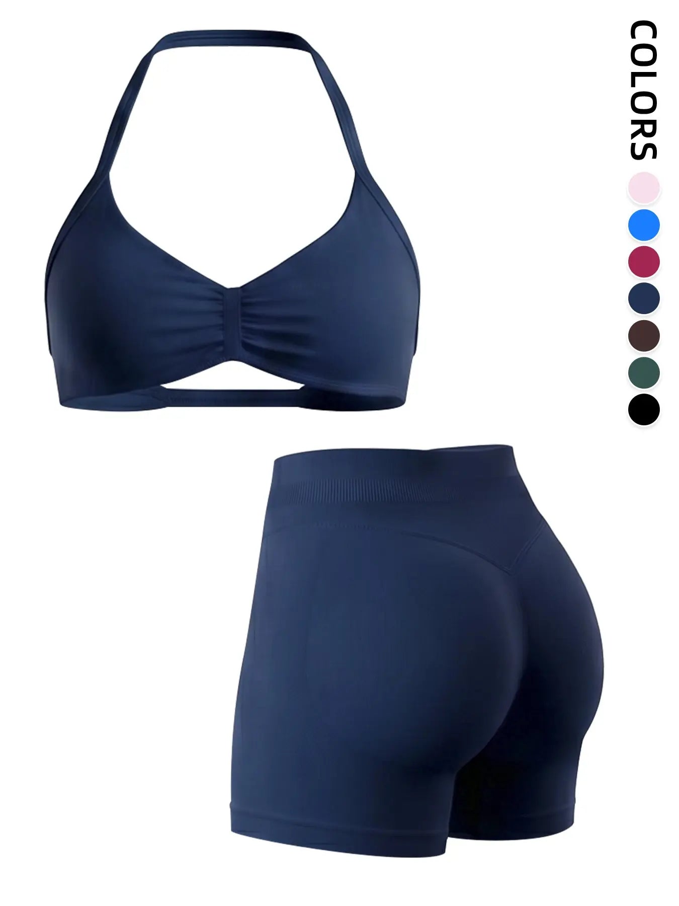 2-Piece Seamless Sports Bra Set with Pads, High-Waisted Peach Butt Running Yoga Shorts, Sleeveless Sporty Suit for Women, Yoga Workout Activewear, Workout Sets