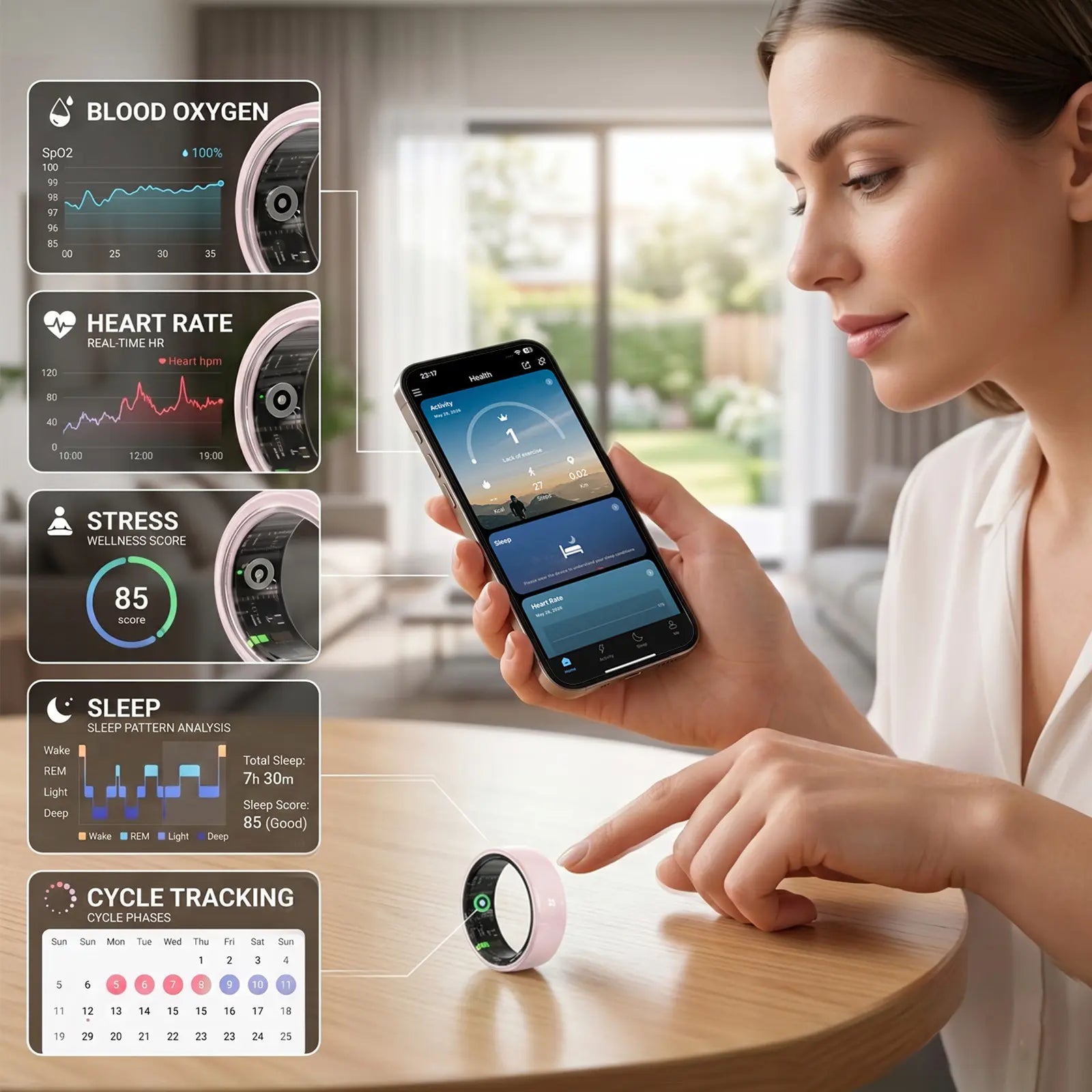 QRing™ R12 Ceramic Smart Ring – Advanced Health & Fitness Tracking at Your Fingertips