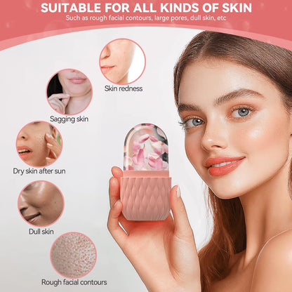 1/3Pcs Ice Face Roller Facial Skincare Ice Roller Stainless Steel Facial Roller Gua Sha Tool Reusable Silicone Ice Facial Roller