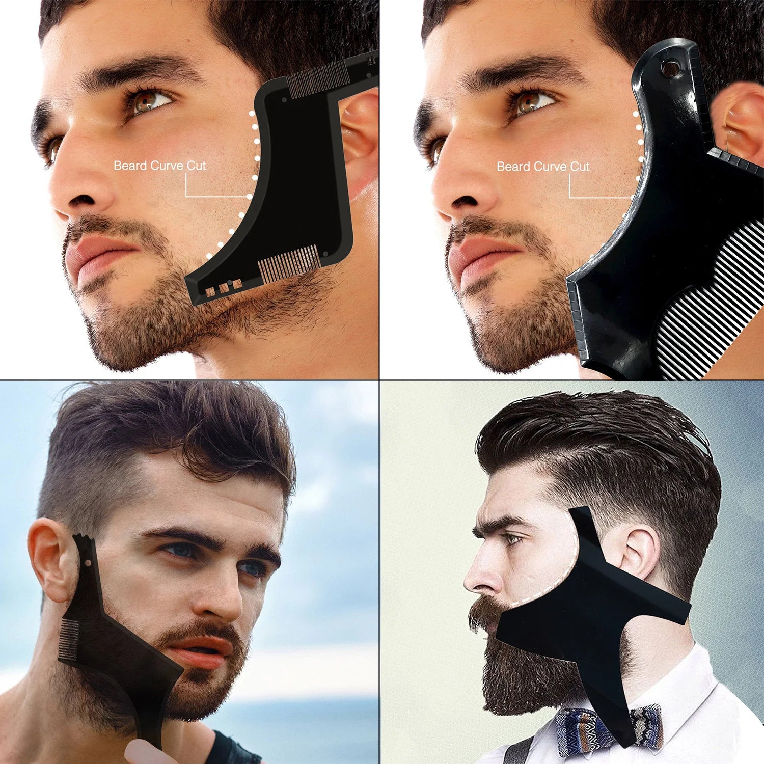 BeardCraft 4-Piece Beard Shaping Kit – Precision Styling Templates & Grooming Combs