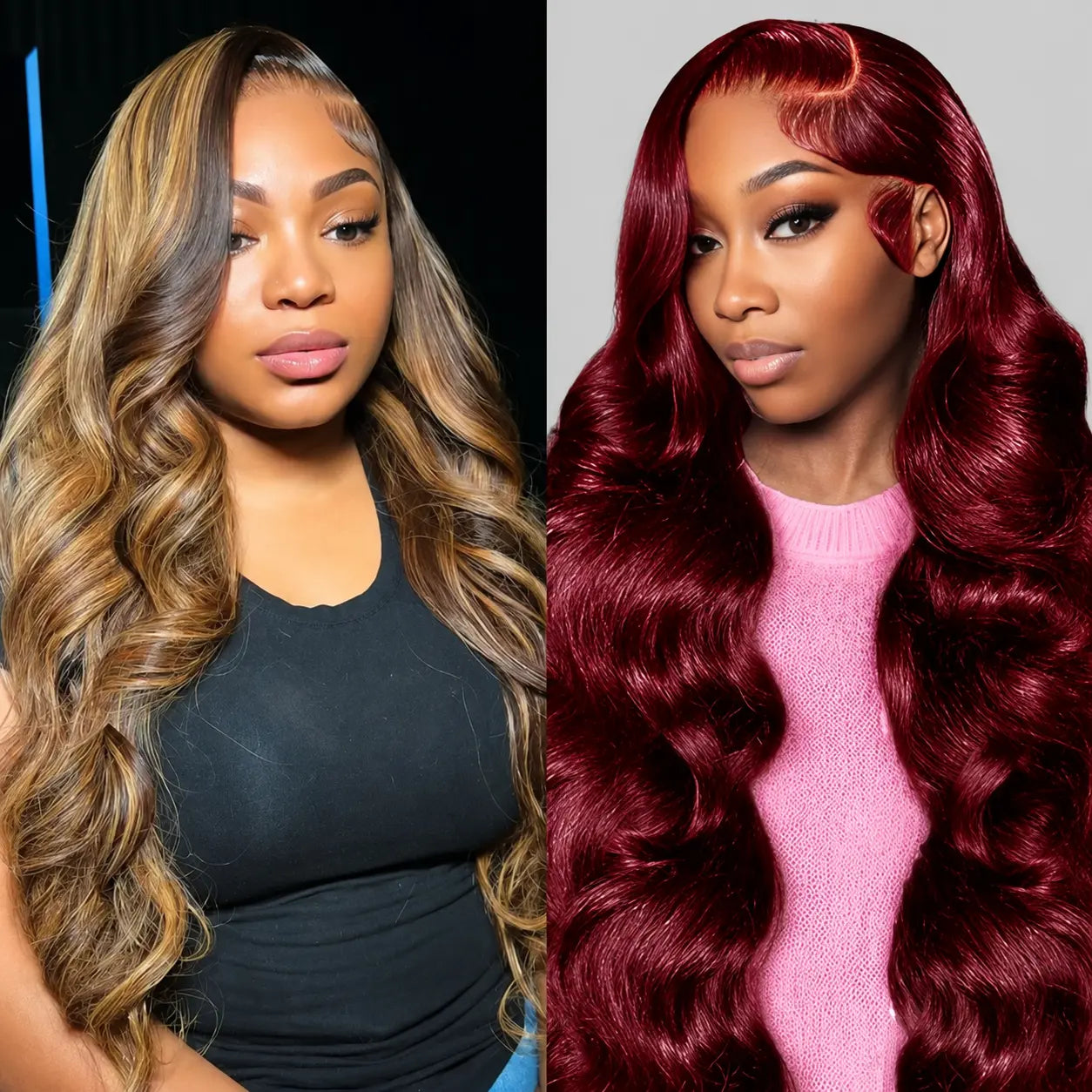 [Combo Sale 30"&30"] Buy 1 Get 2 Wig" 22 Inch 13X4 Body Wave Honey Blonde Hair Lace Front Wigs +13X4 22Inch Body Wave 99J Human Hair Hair Pre Plucked HD Transparent Lace Frontal Human Hair Wigs 180% Density