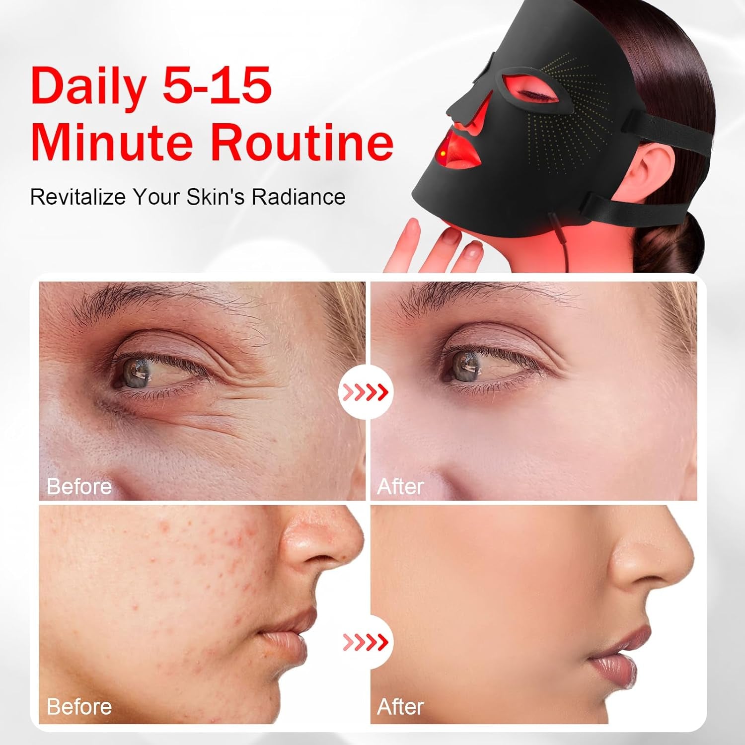 LumiGlow 7-Color LED Red Light Therapy Mask – Advanced At-Home Skin Rejuvenation
