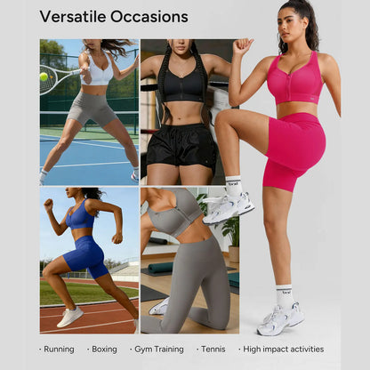 BRXL Sports Bras for Women Front Zip High Impact Adjustable Straps Sports Bra Workout Sports Bras with Sewn in Pads,Summerwins