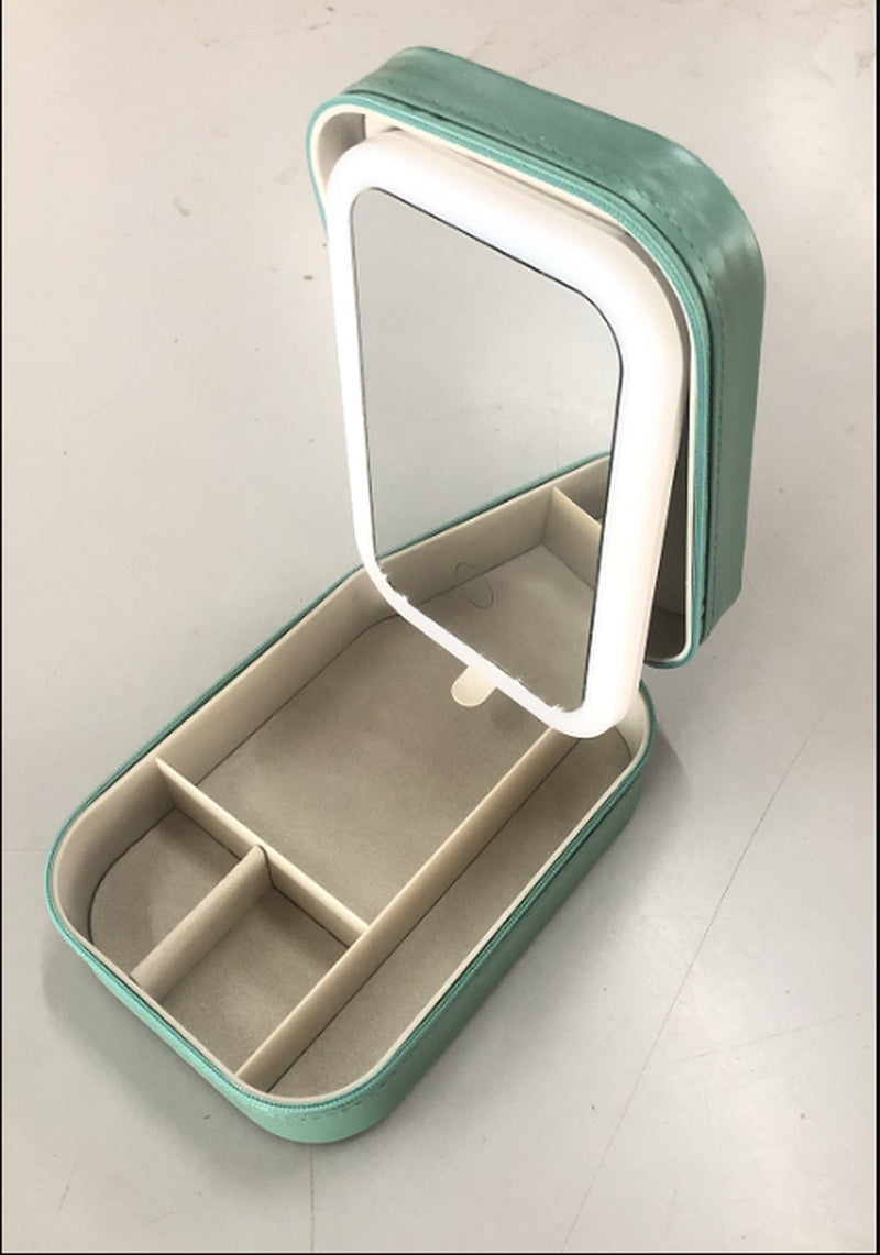 Illuminate Your Beauty Anywhere with Our Portable Makeup Storage Box Featuring Adjustable LED Light Mirror
