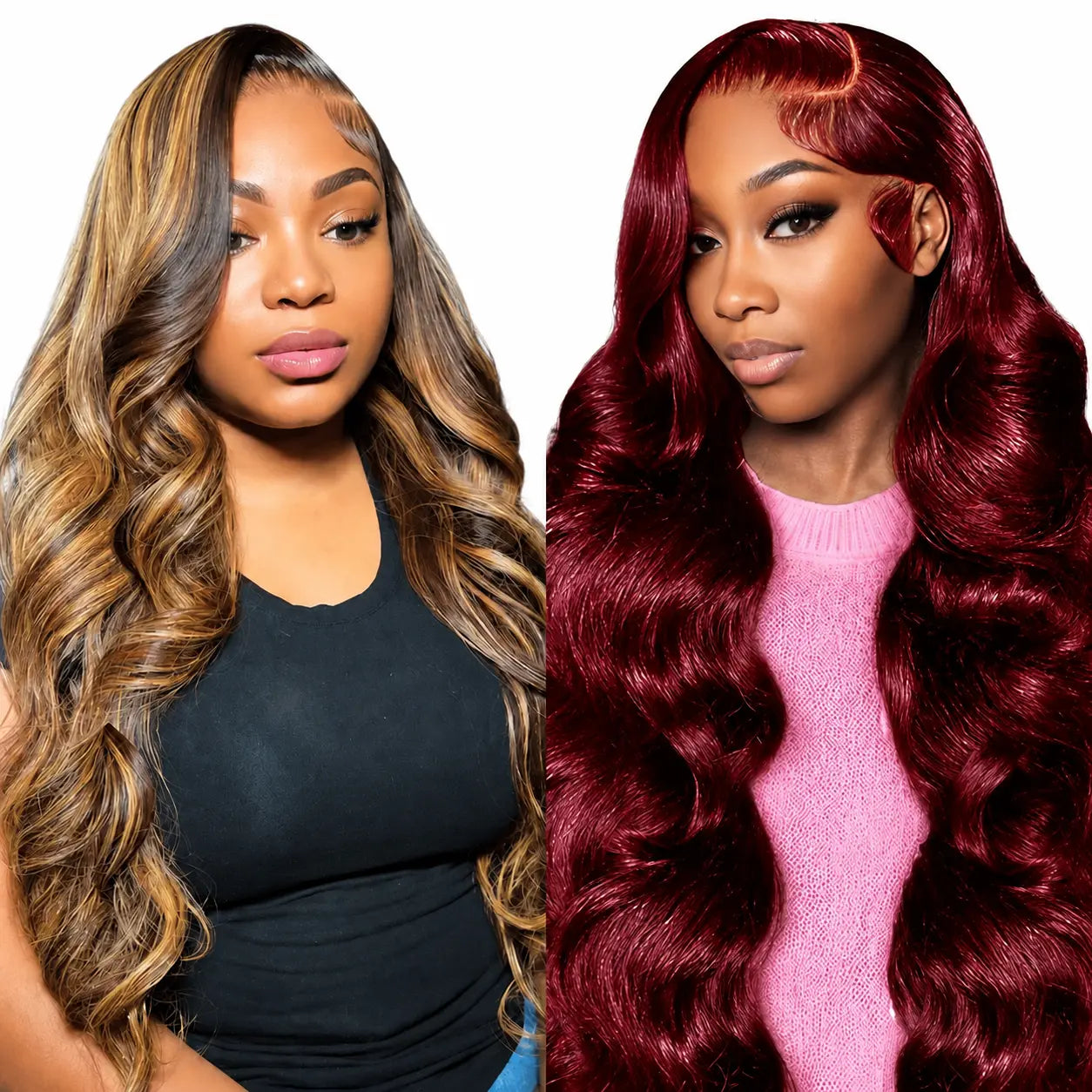 [Combo Sale 30"&30"] Buy 1 Get 2 Wig" 22 Inch 13X4 Body Wave Honey Blonde Hair Lace Front Wigs +13X4 22Inch Body Wave 99J Human Hair Hair Pre Plucked HD Transparent Lace Frontal Human Hair Wigs 180% Density