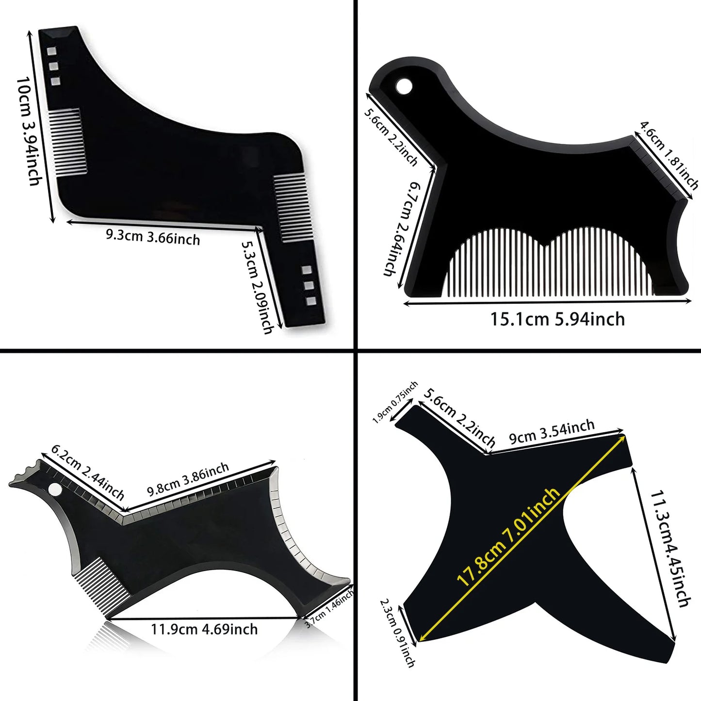 4Pcs Kit Man Beard Shaping Template Set Salon Beard Combs Stencil Shaper Style Styling Barbershop Accessories Tool