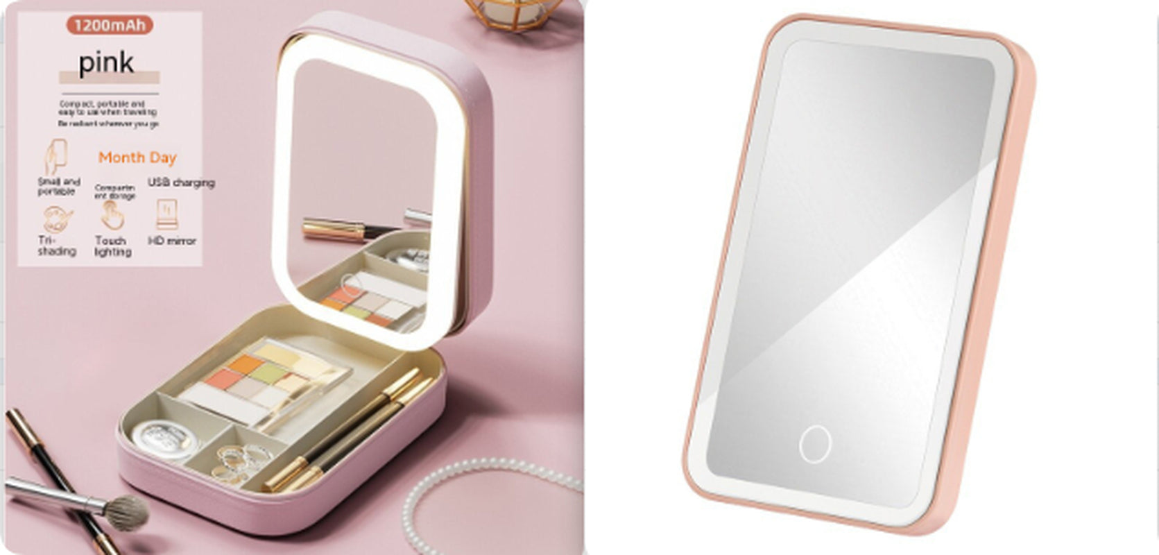 GlowCase Portable Makeup Storage Box with LED Mirror
