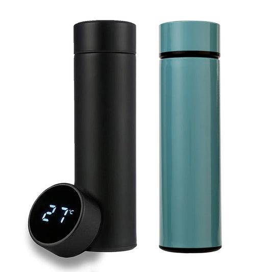 Innovative Stainless Steel Smart Water Bottle - Leak Proof, Double Walled, with LCD Temperature Display to Keep Your Drinks Hot or Cold!